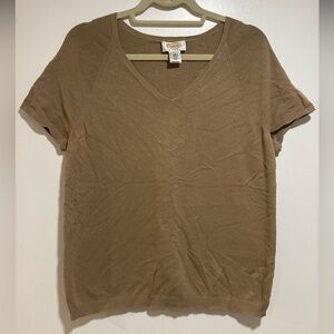 Talbots Caramel V-Neck Short Sleeve Top X